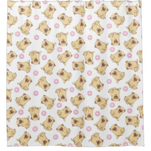 Pug Pattern Shower Curtain
