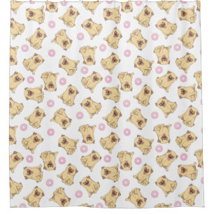 Pug Pattern Shower Curtain