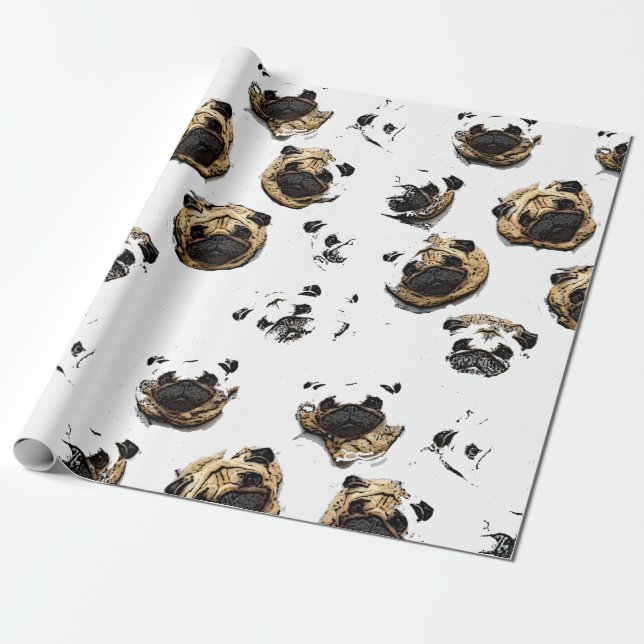 Pug Pattern wrapping paper bywhacky (Unrolled)