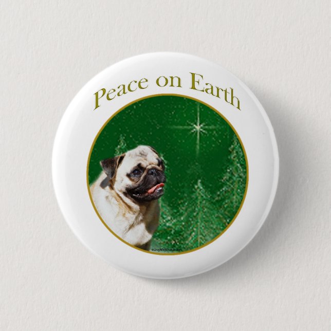 Pug Peace 2 Inch Round Button (Front)