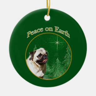 Pug Peace Ceramic Ornament