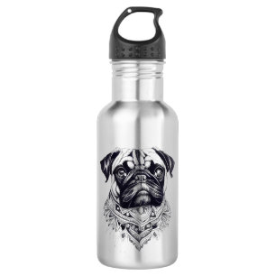 Pug Pet Animal Nature Illustration Art Tattoo 532 Ml Water Bottle