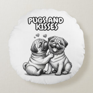 Pug Pillow with pugs and kisses