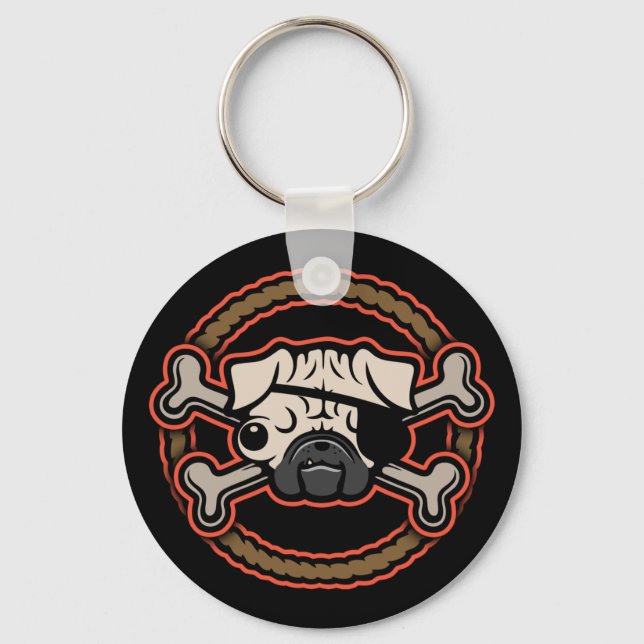 Pug Pirate 21213 Keychain (Front)