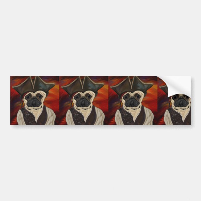 Pug Pirate Bumper Sticker (Front)