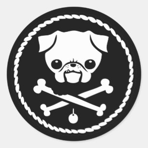 Pug Pirate Classic Round Sticker