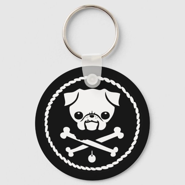 Pug Pirate Keychain (Front)