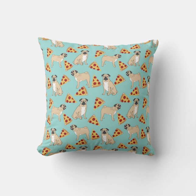 Pug Pizza Party cute pug owner pillows (Front)