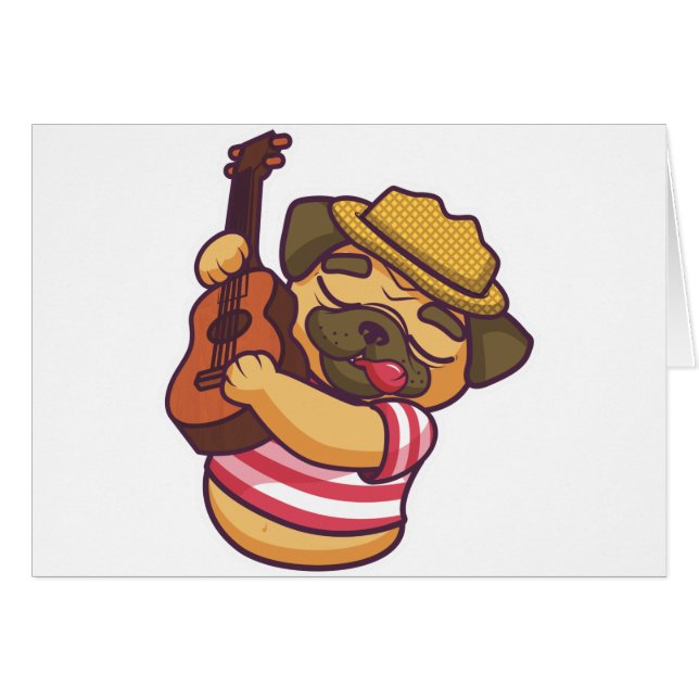 pug playing guitar (Front Horizontal)