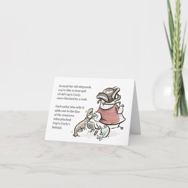 Pug Poetry: Cap'n Curly card (Front)