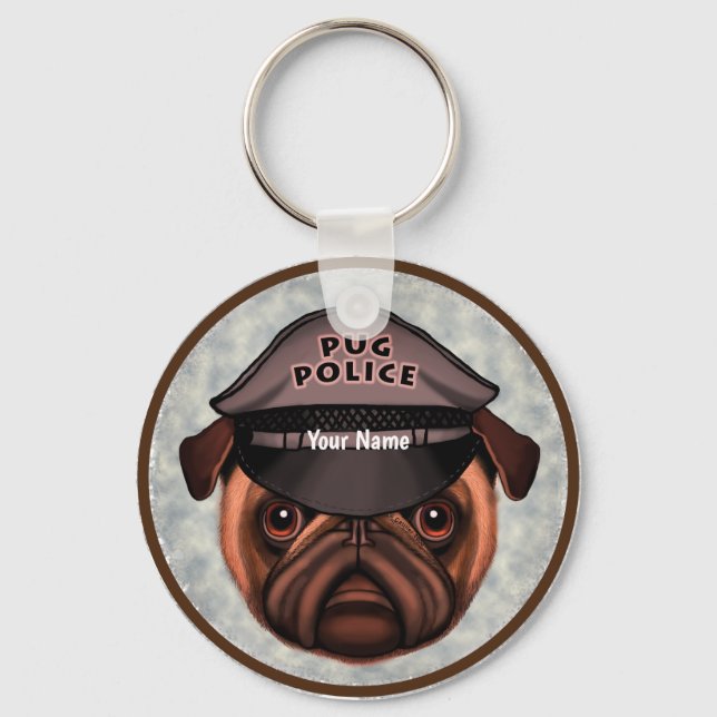 Pug Police Keychain (Front)
