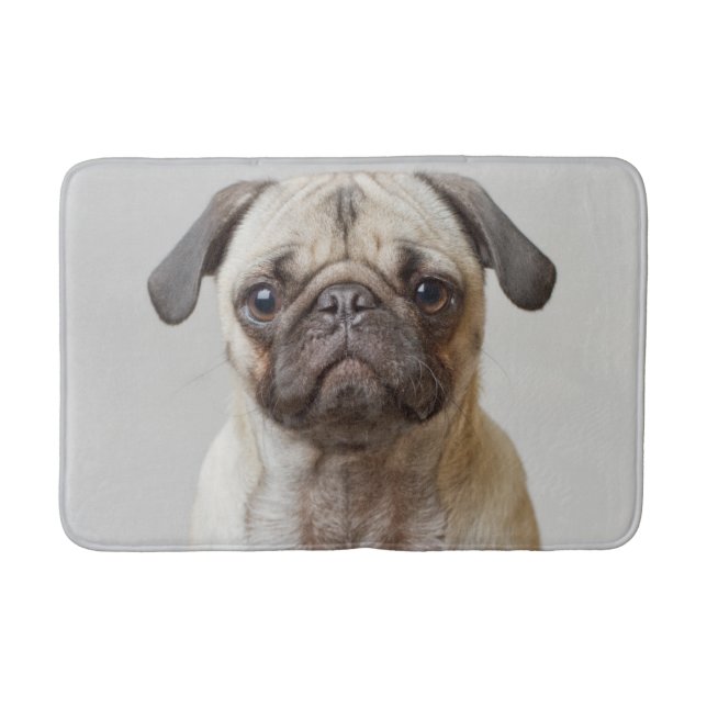 Pug Portrait Bath Mat (Front)