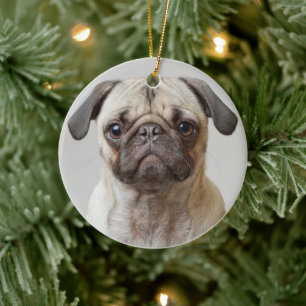 Pug Portrait Ceramic Ornament