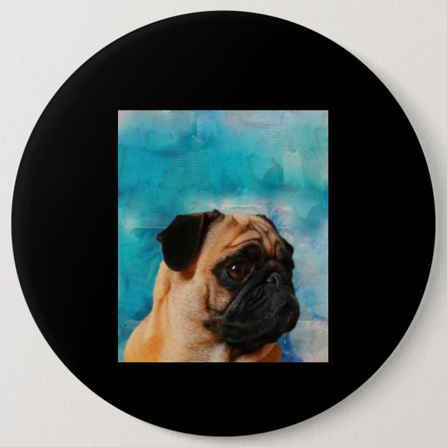 Pug Portrait Cute Pug Face Pug Lover 6 Inch Round Button (Front)