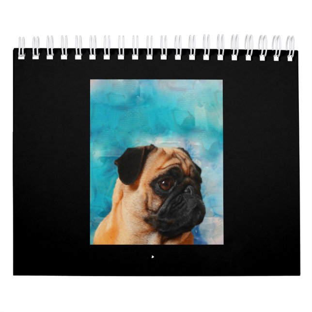 Pug Portrait Cute Pug Face Pug Lover Calendar (Cover)