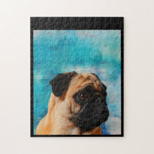 Pug Portrait Cute Pug Face Pug Lover Jigsaw Puzzle