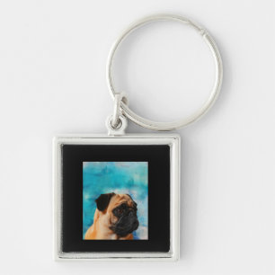 Pug Portrait Cute Pug Face Pug Lover Keychain