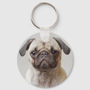 Pug Portrait Keychain