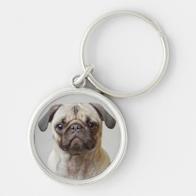 Pug Portrait Keychain (Front)