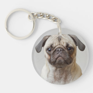 Pug Portrait Keychain