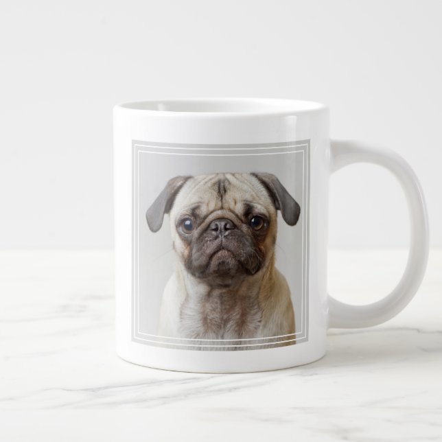 Pug Portrait Large Coffee Mug (Right)