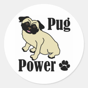 Pug Power Classic Round Sticker