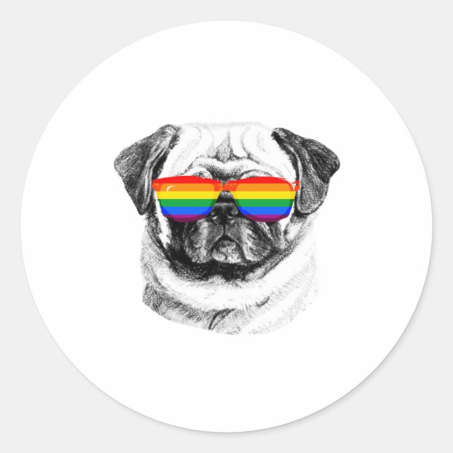 Pug Pride Sunglasses Classic Round Sticker (Front)
