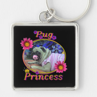 Pug Princess Keychain