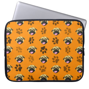 Pug Print Electronics Bag Orange
