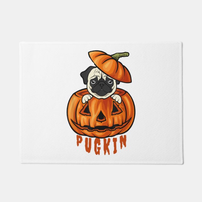 Pug Pumpkin Halloween Pugkin Costume For Pug Dog Doormat (Front)