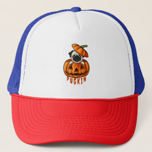 Pug Pumpkin Halloween Pugkin Costume For Pug Dog Trucker Hat