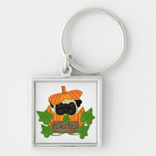 Pug Pumpkin Patch Keychain