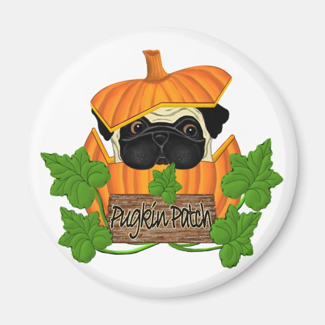 Pug Pumpkin Patch Magnet (Front)
