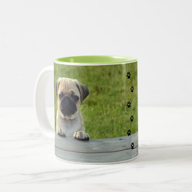 Pug Pup Two-Tone Coffee Mug (Front Left)
