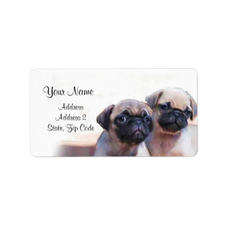 Pug Puppies Address Labels