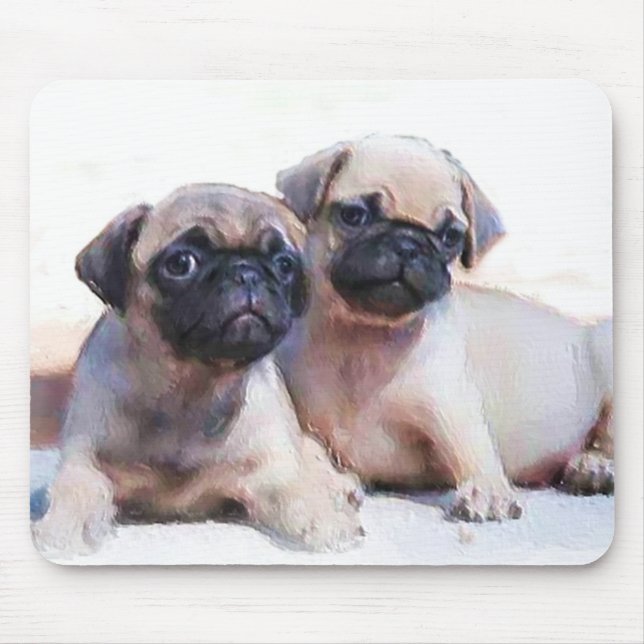 pug puppies mousepad (Front)