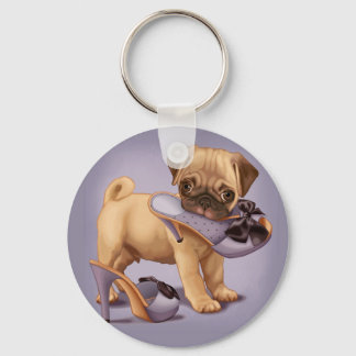 Pug Puppy and Shoe Keychain