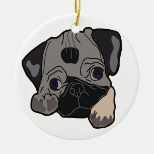 PUG PUPPY DOG CERAMIC ORNAMENT