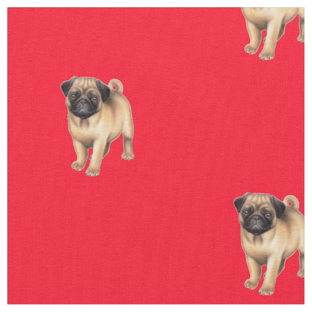 Pug Puppy Dog Fabric (Close Up)