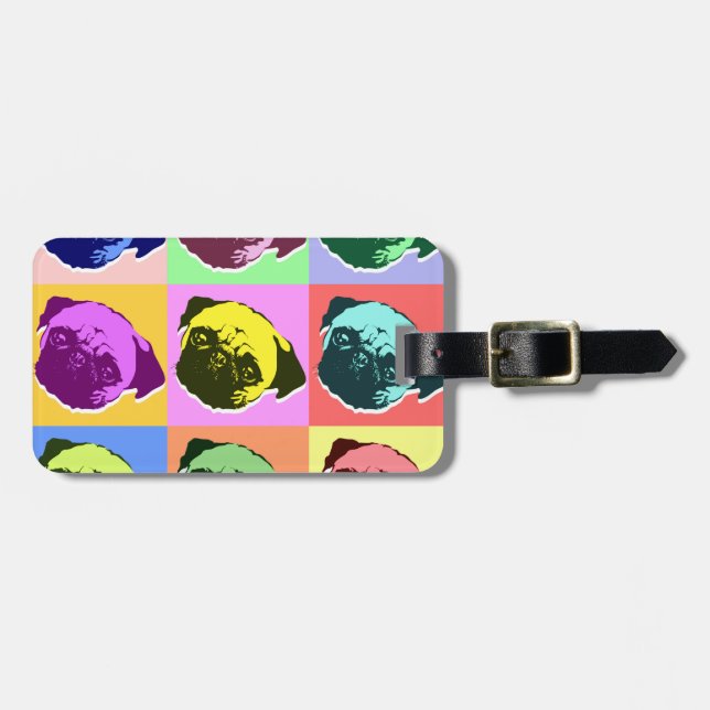 Pug Puppy Dog Love Hearts Luggage Tag (Front Horizontal)