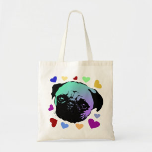 Pug Puppy Dog Love Hearts Tote Bag