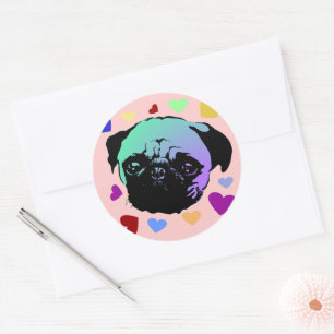 Pug Puppy Dog PopArt Retro Style Classic Round Sticker