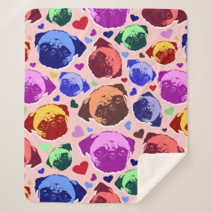 Pug Puppy Dog PopArt Retro Style Sherpa Blanket