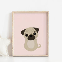 Pug Puppy Dog Poster for Nursery & Kids Room Decor