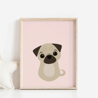 Pug Puppy Dog Poster for Nursery & Kids Room Decor