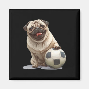 Pug Puppy Dog Soccer Byll Sports Team Animal Men W Magnet