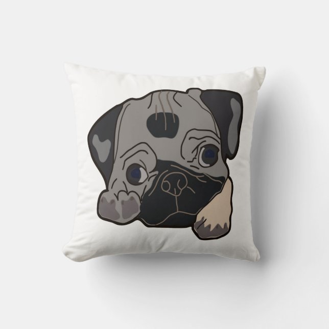 PUG PUPPY DOG THROW PILLOW (Front)