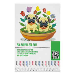 Pug puppy for sale flyer templates poster