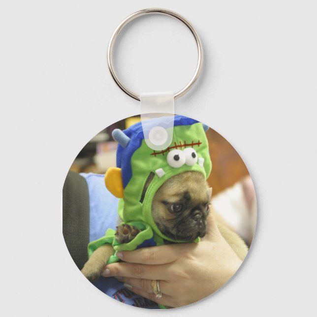 Pug Puppy Frankenpug 2 Keychain (Front)