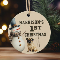 Pug Puppy Heart melting First Christmas